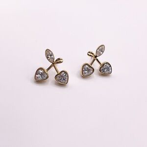 Gold and Silver Heart Stud Earrings